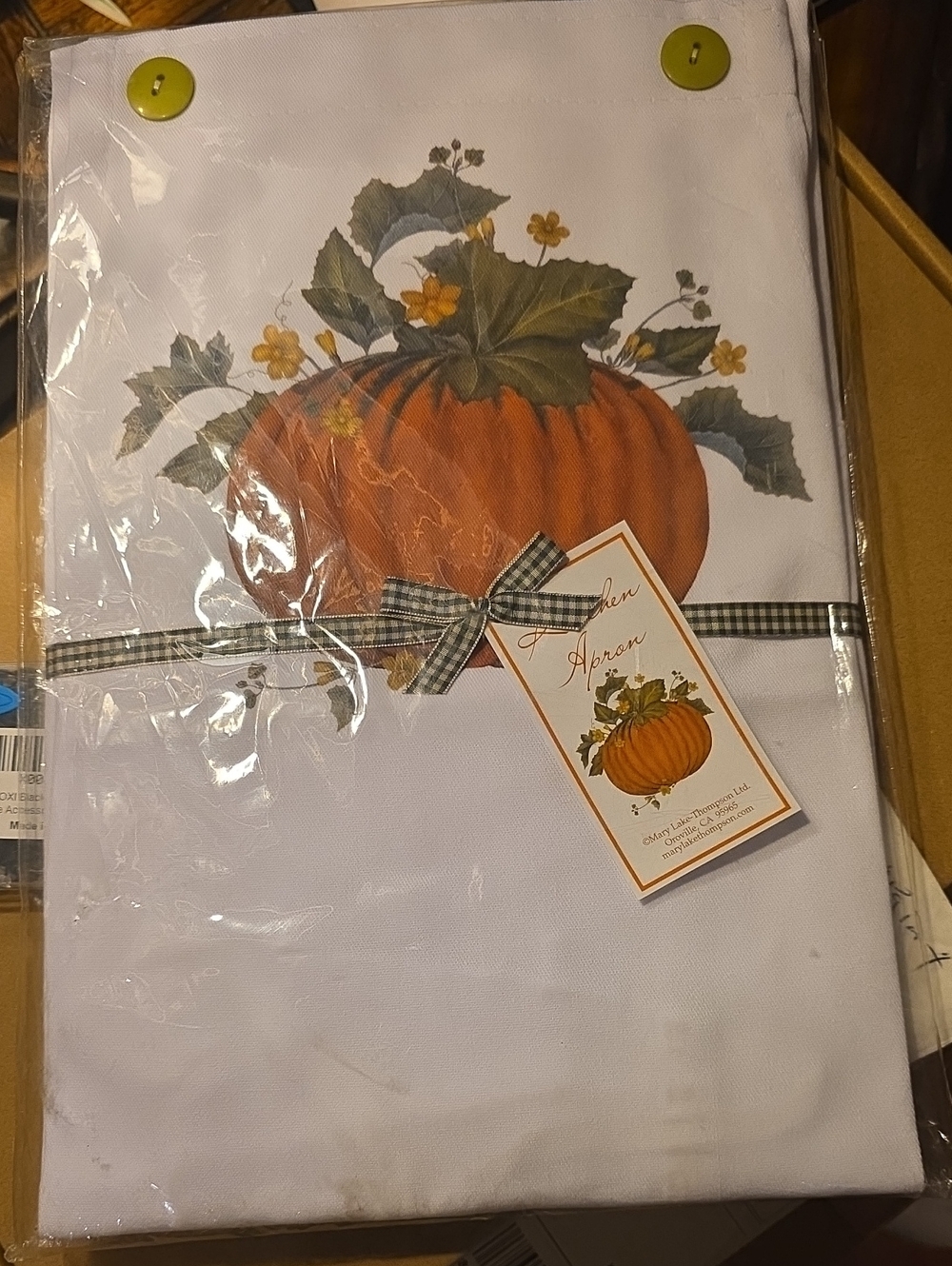 Mary Lake-Thompson Pumpkin Print Apron - White/Orange